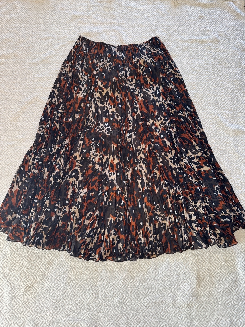 NWT Jessica London Pleated Midi Skirt - Black, Brown & Cream Animal Print Sz 18W